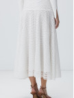 Network Kadın Beyaz Güpürlü Midi Etek Network Kadın Beyaz Güpürlü Midi Etek