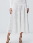 Network Kadın Beyaz Güpürlü Midi Etek Network Kadın Beyaz Güpürlü Midi Etek