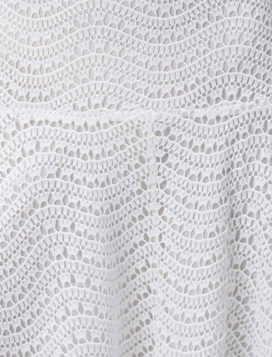 Network Kadın Beyaz Güpürlü Midi Etek Network Kadın Beyaz Güpürlü Midi Etek