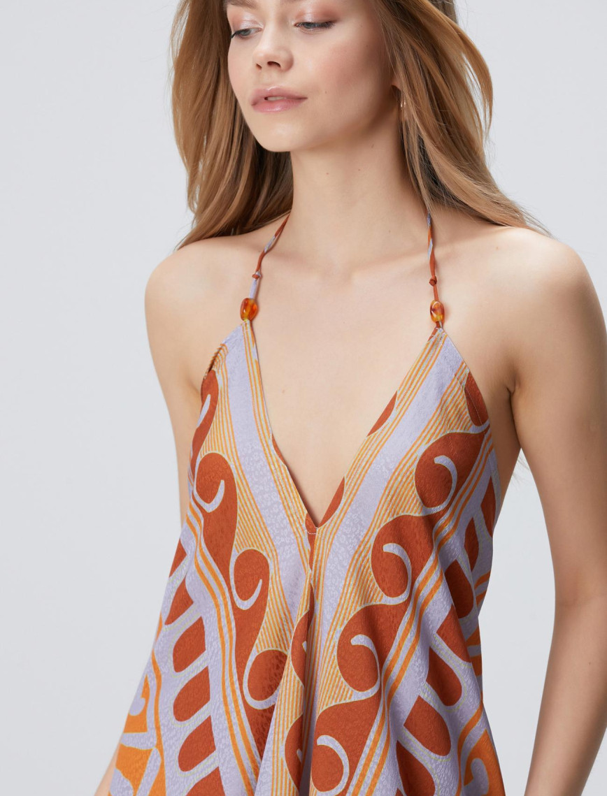 Network Kadın Renkli Desenli Midi Elbise