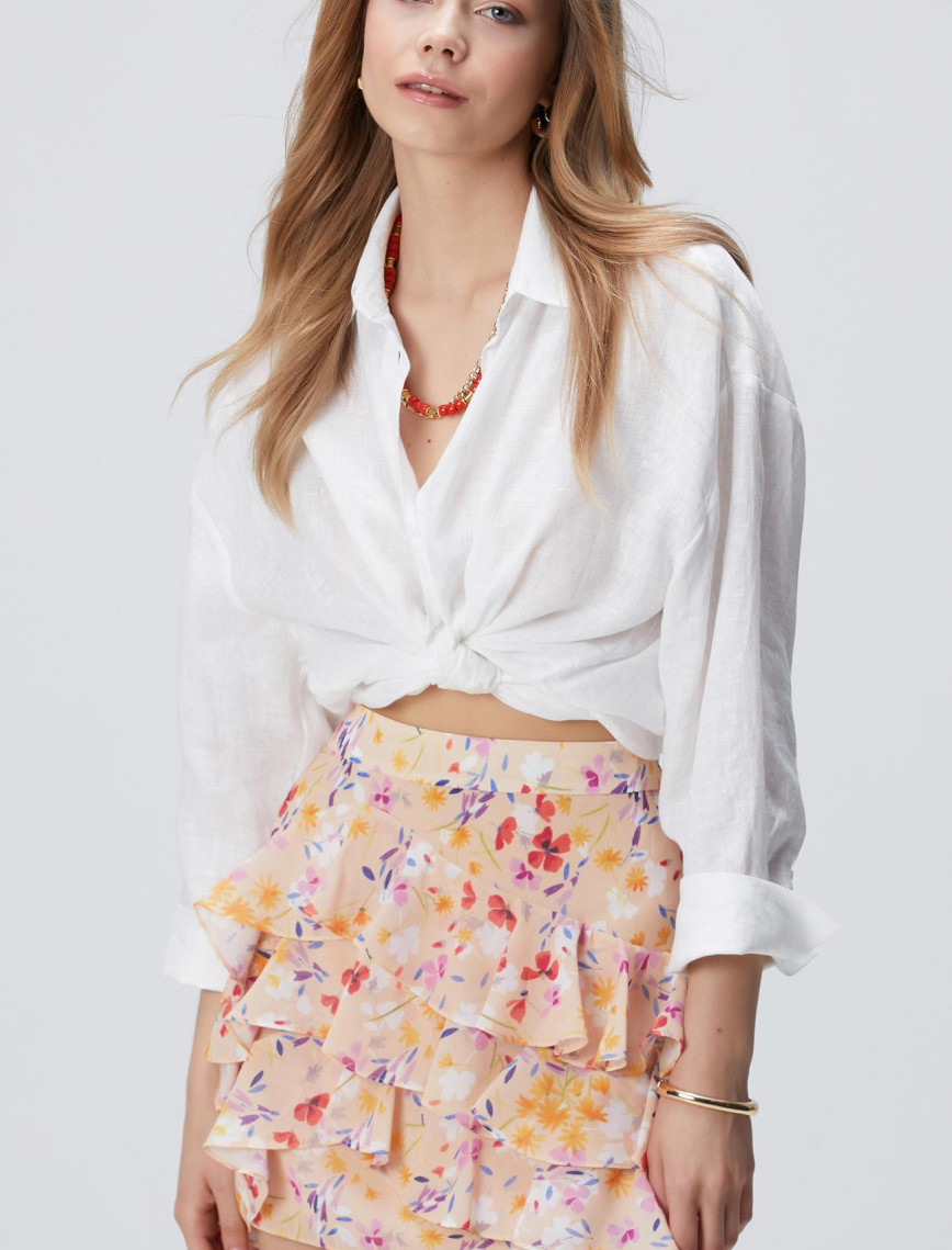 Network Kadın Renkli Desenli Mini Şifon Etek Network Kadın Renkli Desenli Mini Şifon Etek