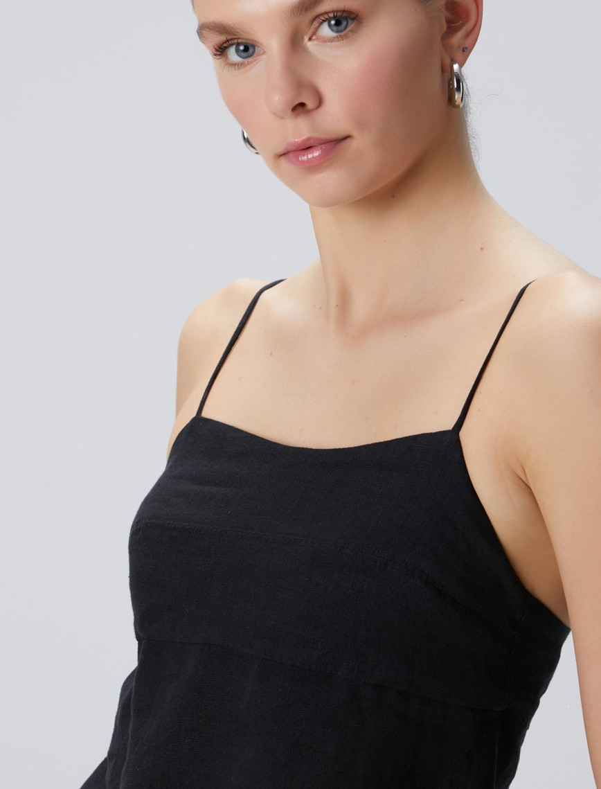 Network Kadın Siyah Keten Plaj Bluz Network Kadın Siyah Keten Plaj Bluz