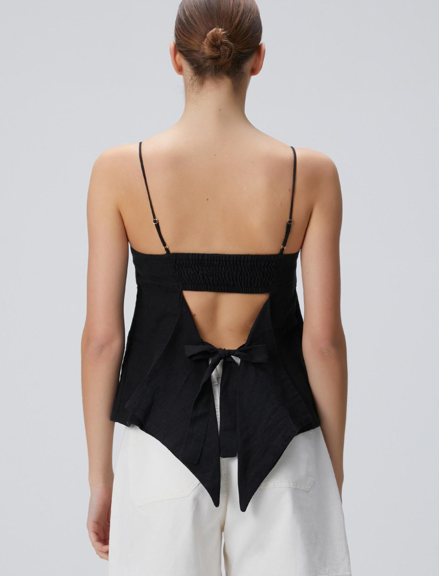 Network Kadın Siyah Keten Plaj Bluz Network Kadın Siyah Keten Plaj Bluz