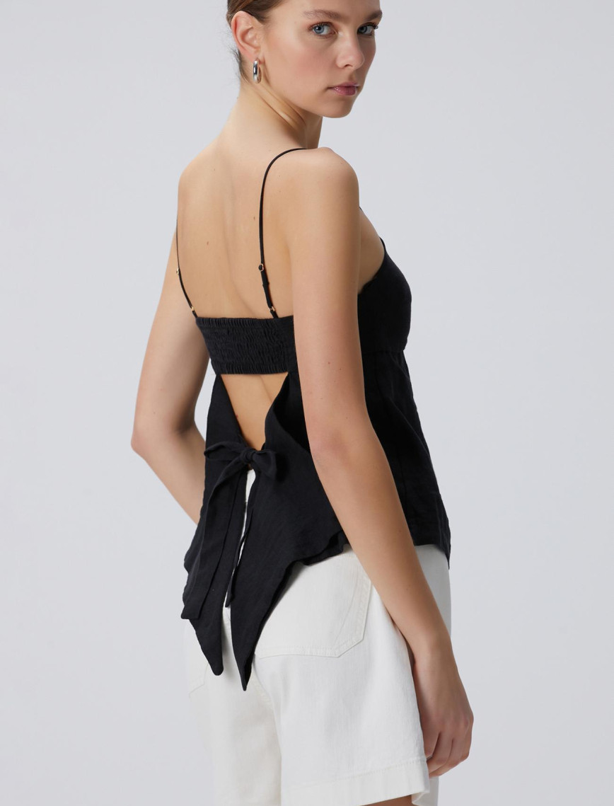 Network Kadın Siyah Keten Plaj Bluz Network Kadın Siyah Keten Plaj Bluz