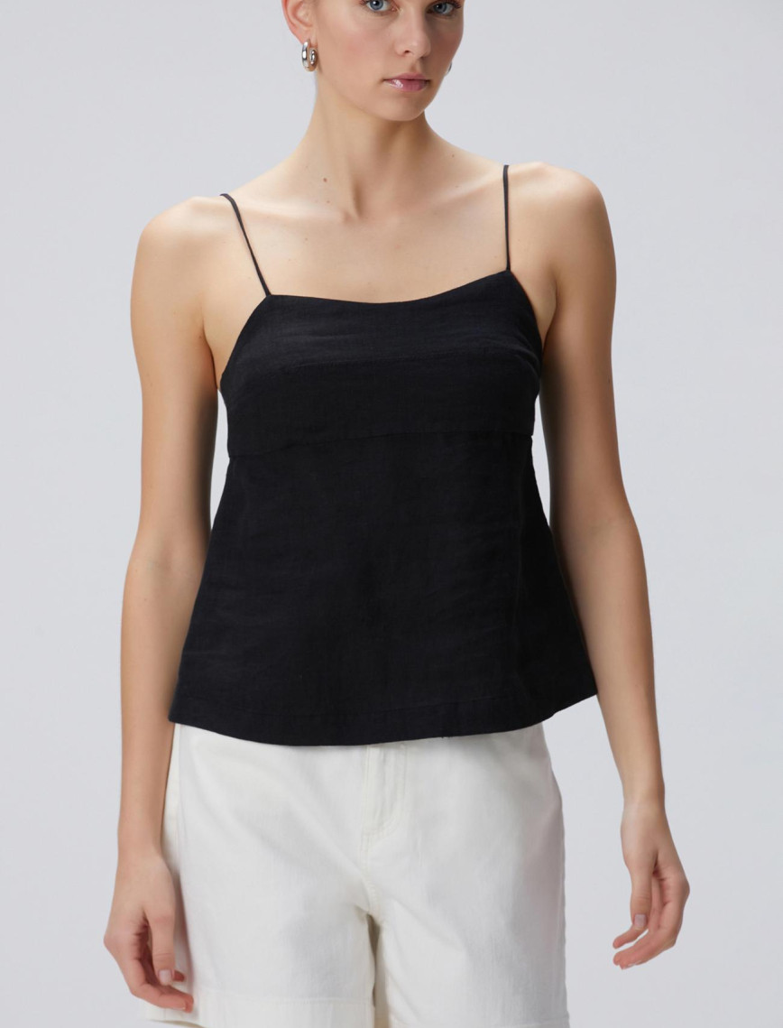 Network Kadın Siyah Keten Plaj Bluz Network Kadın Siyah Keten Plaj Bluz