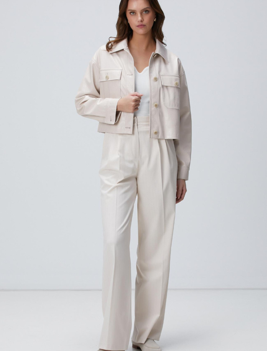 Network Kadın Açık Bej vegan Deri Mont Network Kadın Açık Bej vegan Deri Mont