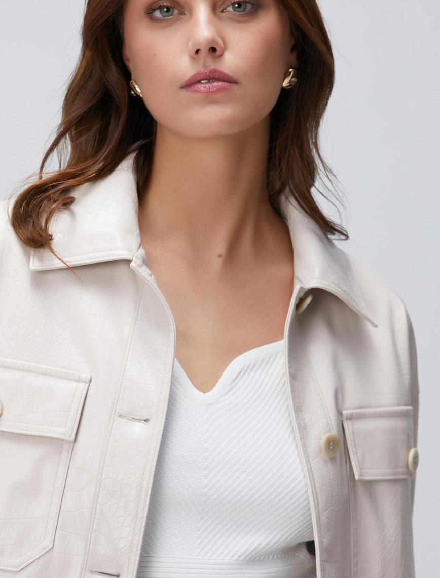 Network Kadın Açık Bej vegan Deri Mont Network Kadın Açık Bej vegan Deri Mont