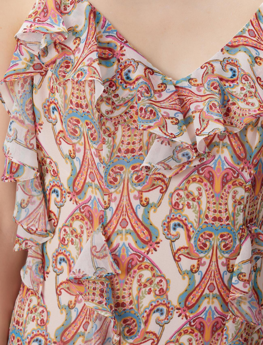 Network Kadın Renkli Desenli Maksi Abiye Elbise