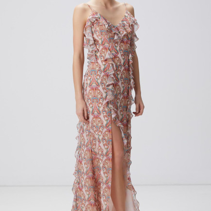 Network Kadın Renkli Desenli Maksi Abiye Elbise Network Kadın Renkli Desenli Maksi Abiye Elbise