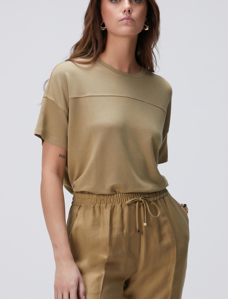 Network Kadın Limited Haki Kaşmir Karışımlı T-shirt Network Kadın Limited Haki Kaşmir Karışımlı T-shirt