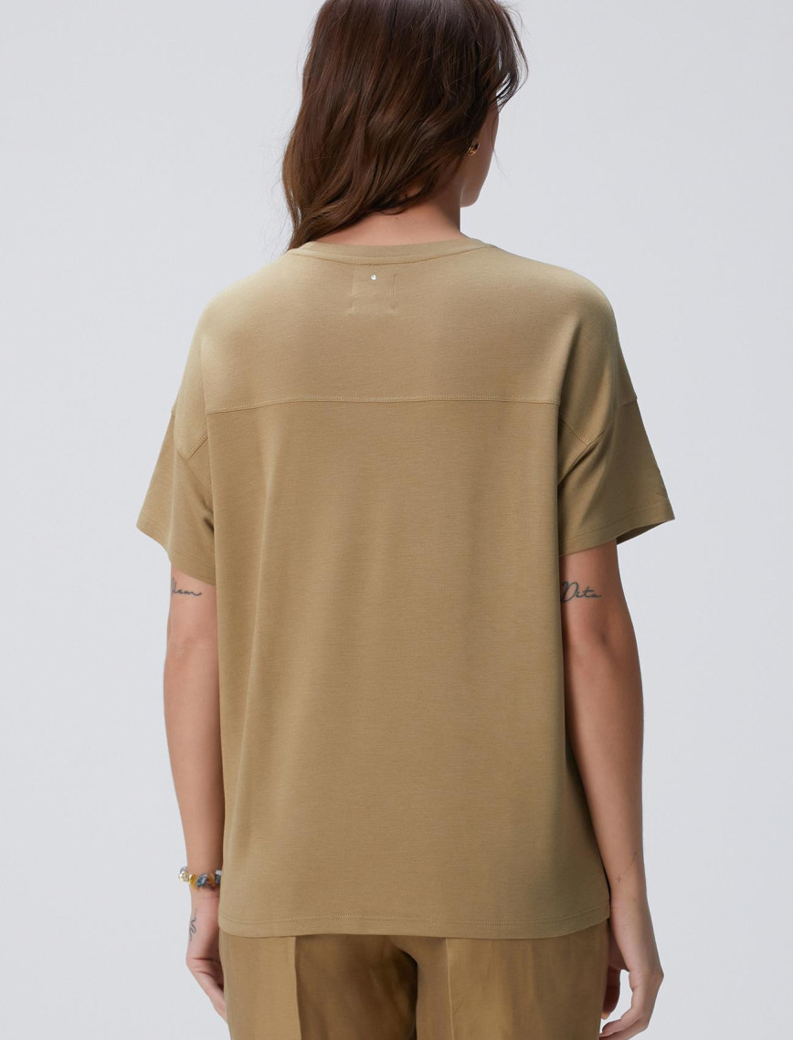 Network Kadın Limited Haki Kaşmir Karışımlı T-shirt Network Kadın Limited Haki Kaşmir Karışımlı T-shirt