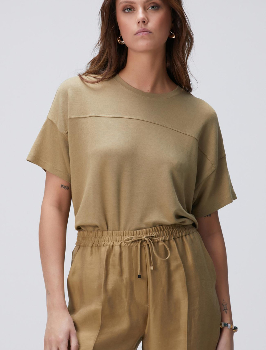 Network Kadın Limited Hardal Kaşmir Karışımlı T-shirt Network Kadın Limited Hardal Kaşmir Karışımlı T-shirt