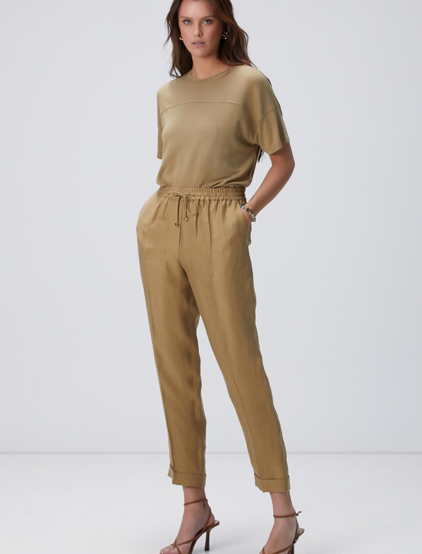 Network Kadın Limited Haki Kaşmir Karışımlı T-shirt Network Kadın Limited Haki Kaşmir Karışımlı T-shirt