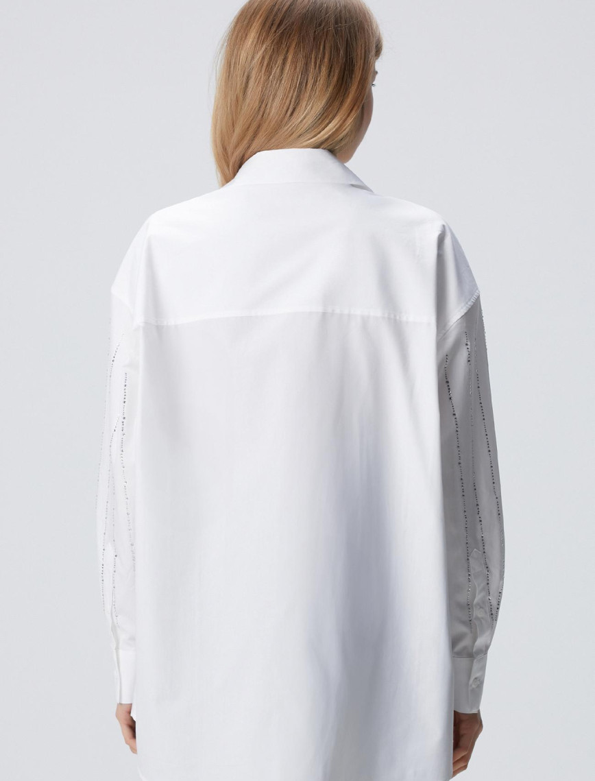 Network Kadın Beyaz Taş Baskılı Gömlek Network Kadın Beyaz Taş Baskılı Gömlek