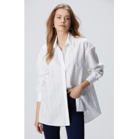 Network Kadın Beyaz Taş Baskılı Gömlek