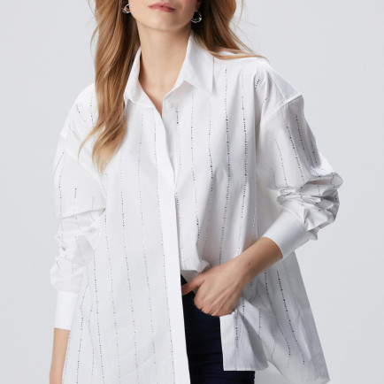 Network Kadın Beyaz Taş Baskılı Gömlek Network Kadın Beyaz Taş Baskılı Gömlek