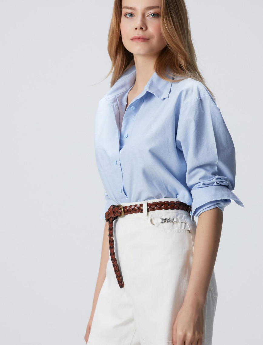 Network Kadın Açık Mavi Oxford Gömlek Network Kadın Açık Mavi Oxford Gömlek