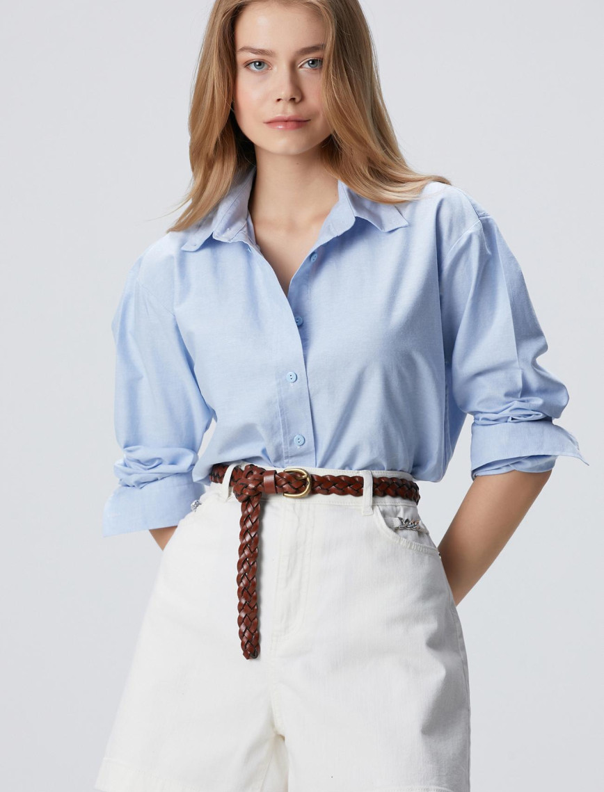 Network Kadın Açık Mavi Oxford Gömlek Network Kadın Açık Mavi Oxford Gömlek