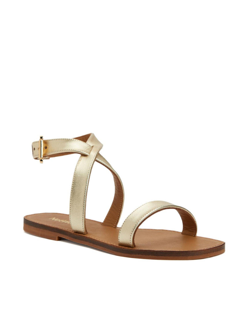 Network Kadın Gold Altın Rengi Deri Sandalet Network Kadın Gold Altın Rengi Deri Sandalet