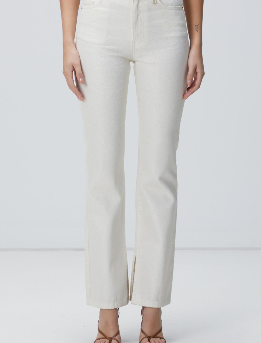 Network Kadın Ekru Simli Denim Pantolon Network Kadın Ekru Simli Denim Pantolon