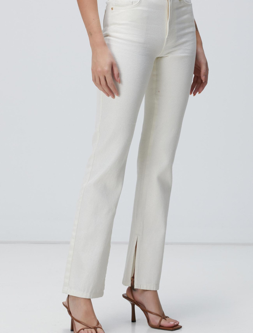 Network Kadın Ekru Simli Denim Pantolon Network Kadın Ekru Simli Denim Pantolon