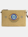 Kadın Taba Göz Nakışlı Hasır Clutch Kadın Taba Göz Nakışlı Hasır Clutch