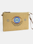 Kadın Taba Göz Nakışlı Hasır Clutch Kadın Taba Göz Nakışlı Hasır Clutch