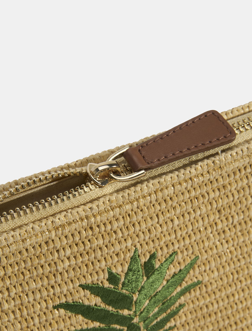 Kadın Taba Ananas Nakışlı Hasır Clutch Kadın Taba Ananas Nakışlı Hasır Clutch