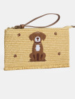 Kadın Kahve Köpek Nakışlı Hasır Clutch Kadın Kahve Köpek Nakışlı Hasır Clutch