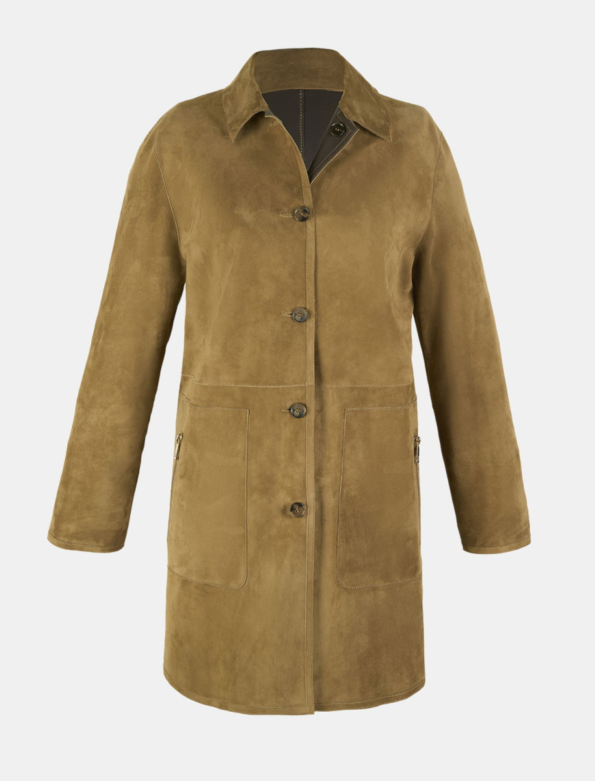 Simonetta Yeşil Kadın Çift Taraflı Deri Pardösü Simonetta Yeşil Kadın Çift Taraflı Deri Pardösü