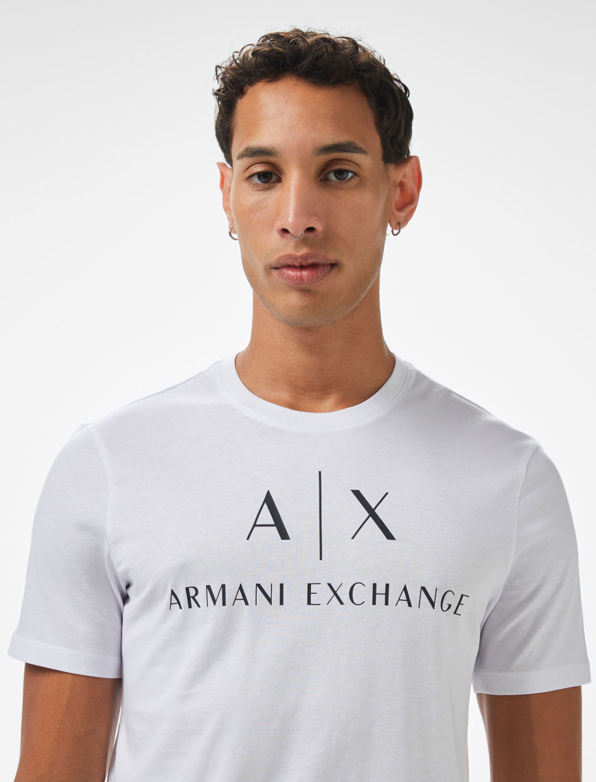Armani Exchange Erkek Beyaz Bisiklet Yaka T-Shirt