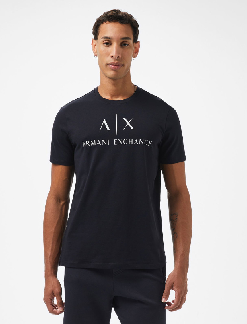 Armani Exchange Erkek Lacivert Bisiklet Yaka T-Shirt