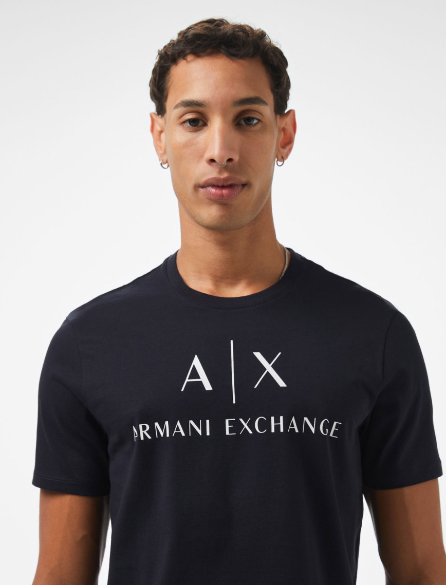 Armani Exchange Erkek Lacivert Bisiklet Yaka T-Shirt
