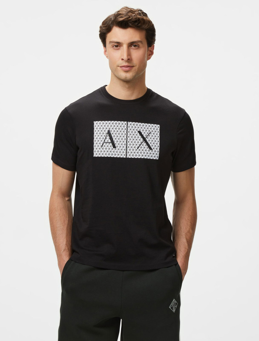 Armani Exchange Erkek Lacivert Bisiklet Yaka T-Shirt