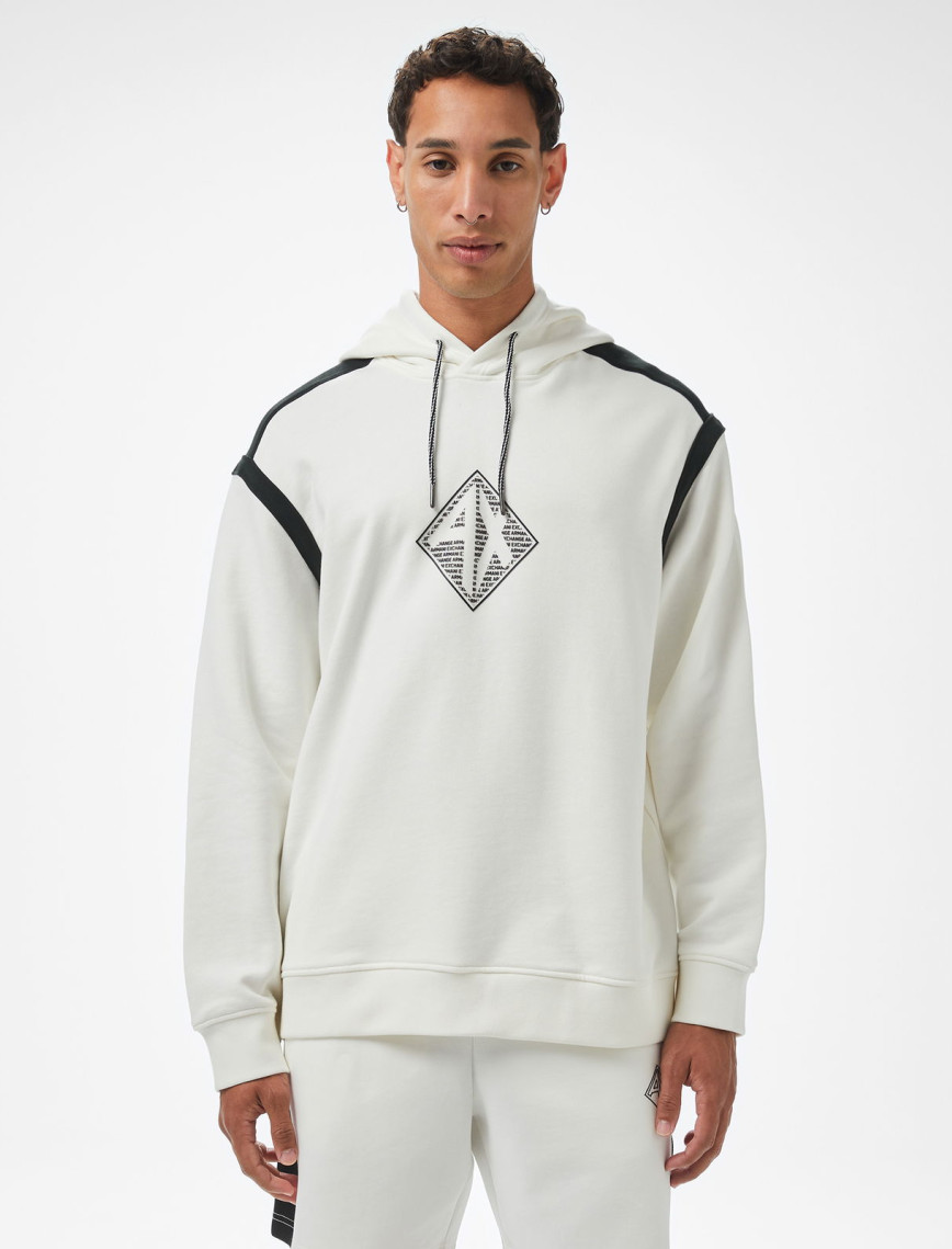 Armani Exchange Erkek Beyaz Kapüşonlu Sweatshirt