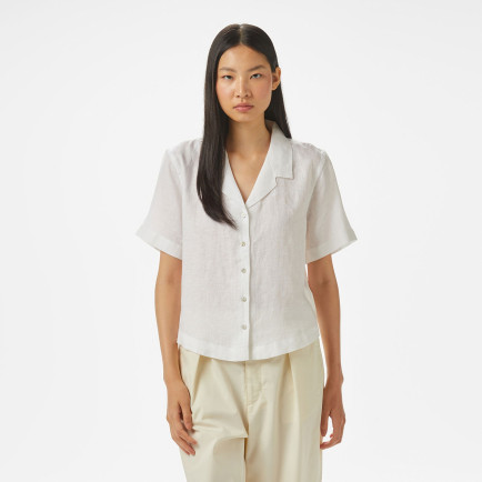 Nautica Kadın Beyaz Regular Fit Keten Gömlek