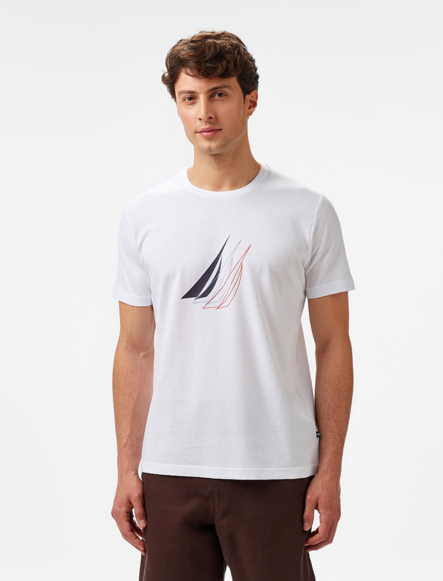 Nautica Erkek Beyaz Regular Fit Baskılı T-Shirt Nautica Erkek Beyaz Regular Fit Baskılı T-Shirt