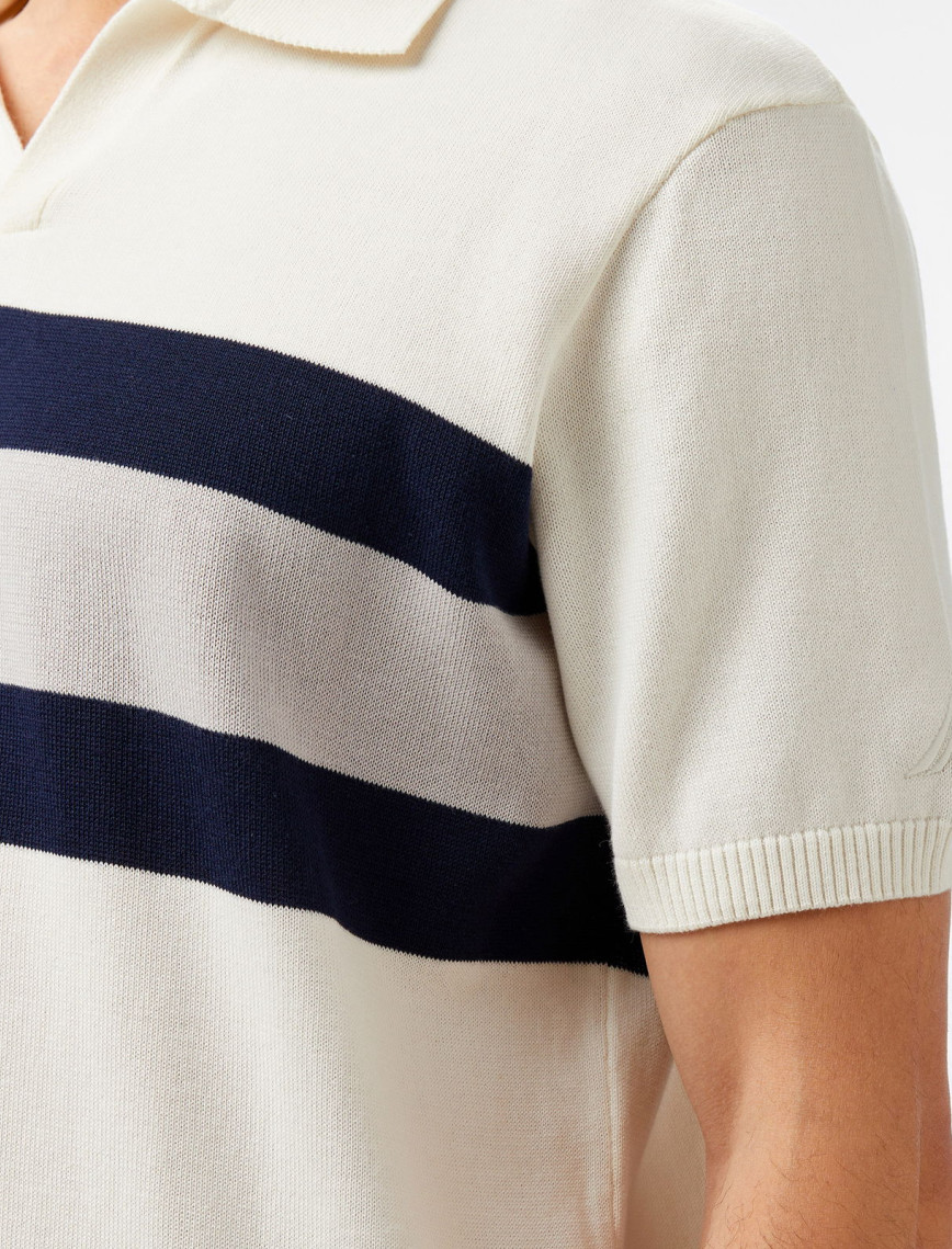 Nautica Erkek Krem Classic Fit Çizgili Triko Nautica Erkek Krem Classic Fit Çizgili Triko