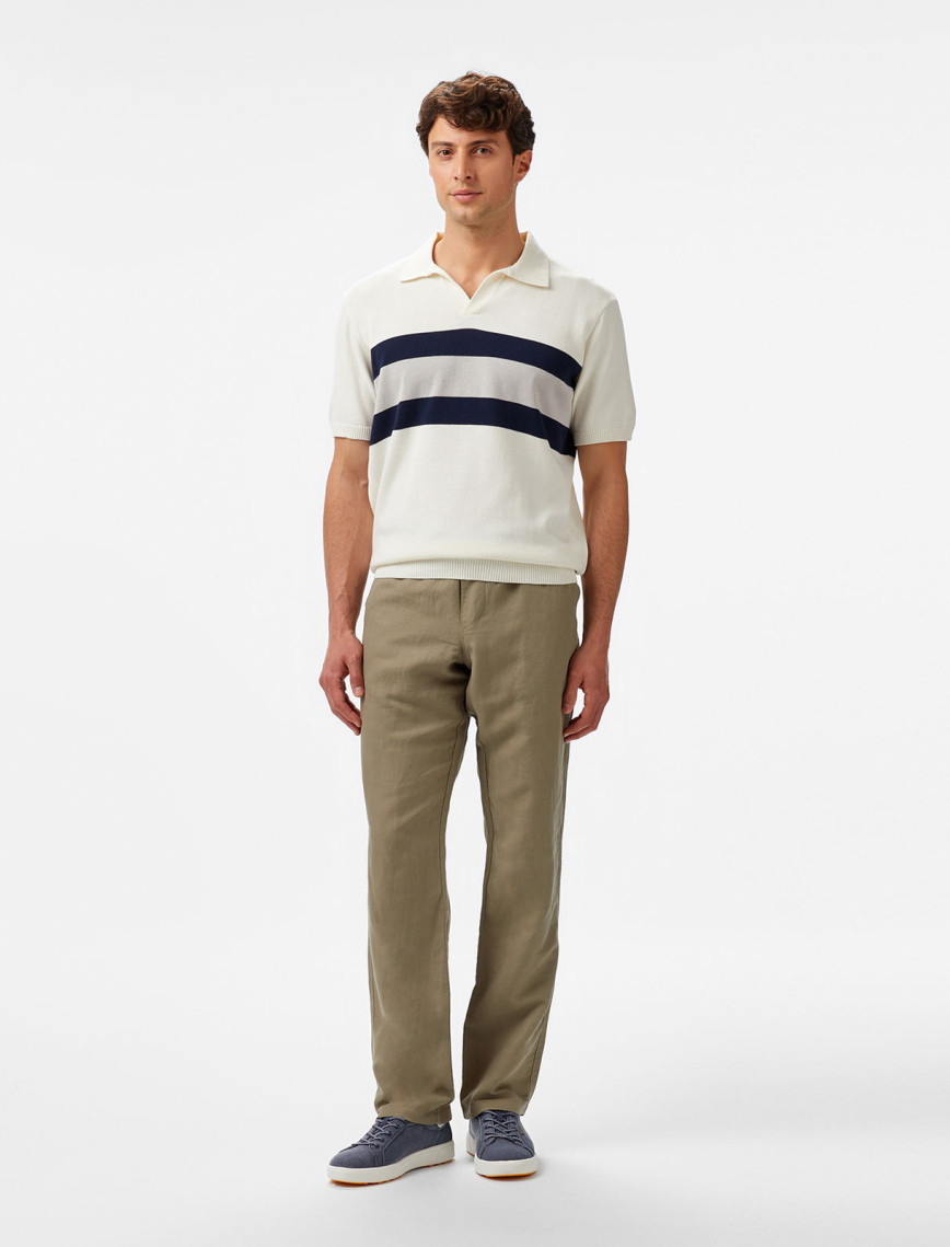 Nautica Erkek Krem Classic Fit Çizgili Triko Nautica Erkek Krem Classic Fit Çizgili Triko