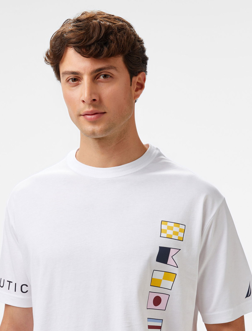 Nautica Erkek Beyaz Oversize Fit Baskılı T-Shirt Nautica Erkek Beyaz Oversize Fit Baskılı T-Shirt