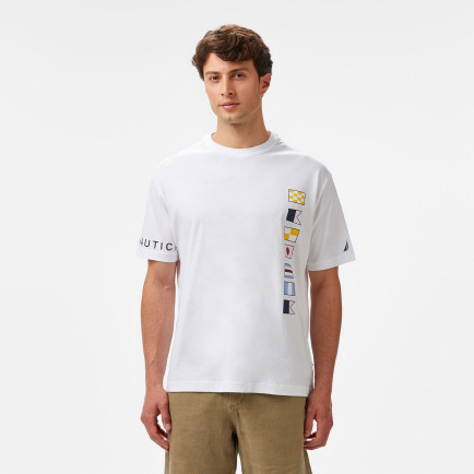 Nautica Erkek Beyaz Oversize Fit Baskılı T-Shirt Nautica Erkek Beyaz Oversize Fit Baskılı T-Shirt