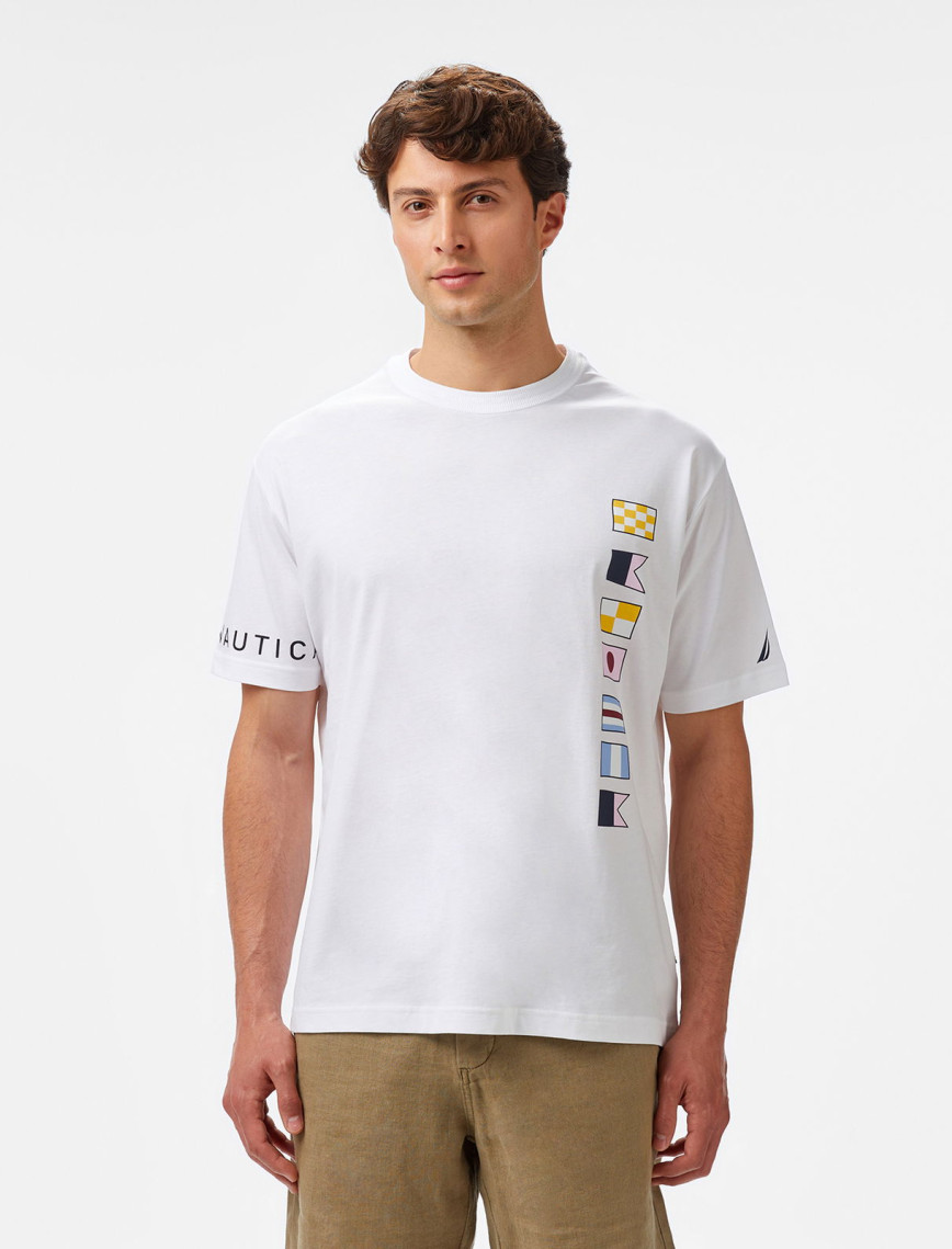 Nautica Erkek Beyaz Oversize Fit Baskılı T-Shirt Nautica Erkek Beyaz Oversize Fit Baskılı T-Shirt