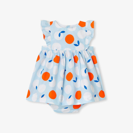 Jacadi Paris Yenidoğan Kız Bebek Fırfırlı Kol Poplin Elbise