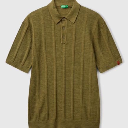 Erkek Haki Keten Karışımlı Kontrastlı Düğmeli Regular Fit Polo Yaka Kazak Erkek Haki Keten Karışımlı Kontrastlı Düğmeli Regular Fit Polo Yaka Kazak