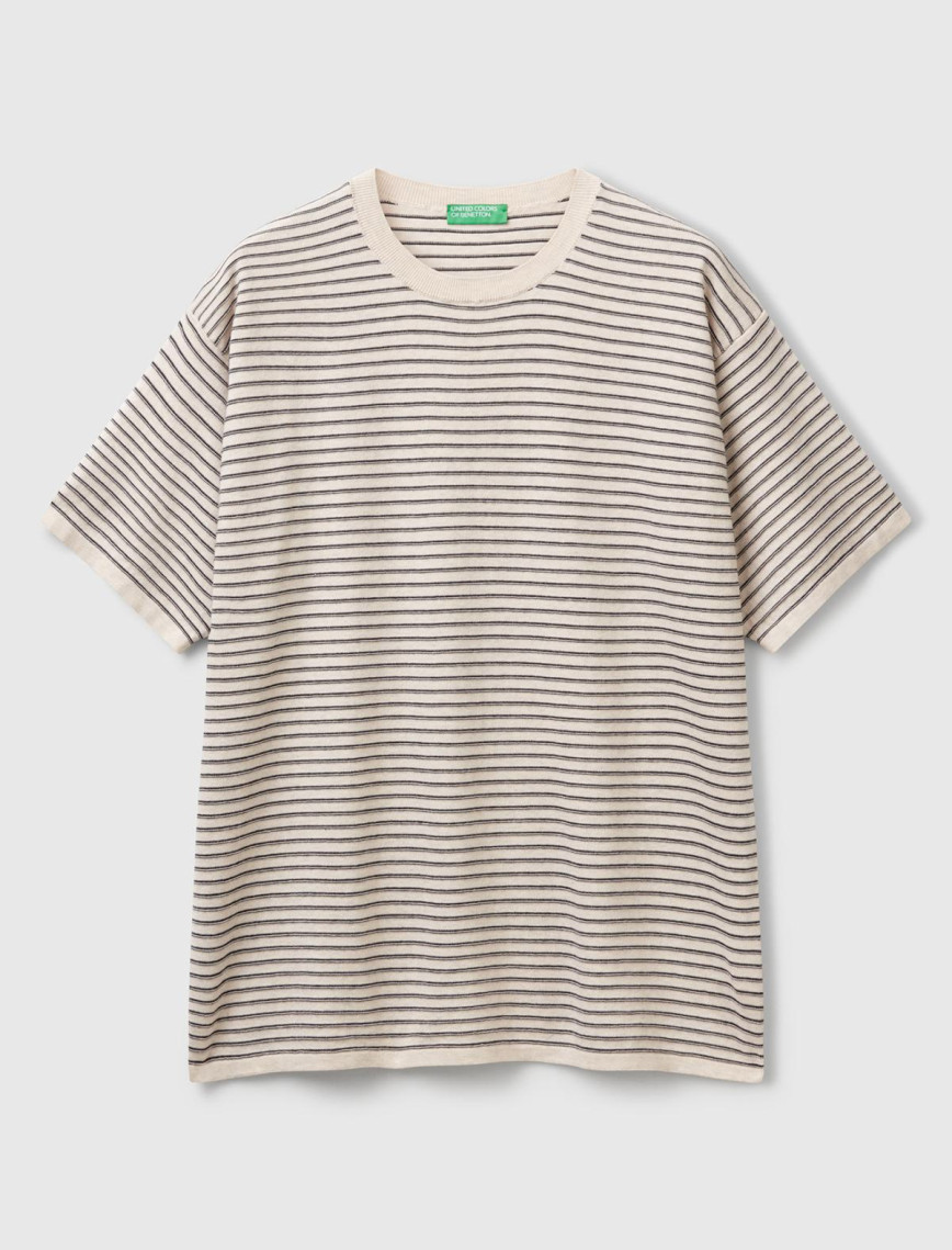 Erkek Bej %100 Koton Kısa Kollu Çizgili Rahat Kesim Kazak Erkek Bej %100 Koton Kısa Kollu Çizgili Rahat Kesim Kazak