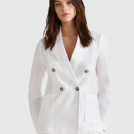Kadın Beyaz %100 Keten Ceket Kadın Beyaz %100 Keten Ceket