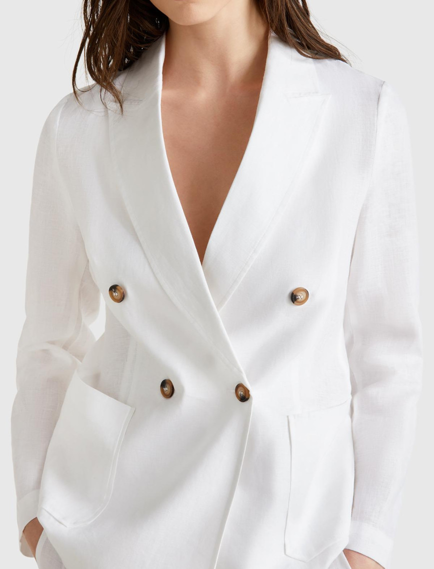 Kadın Beyaz %100 Keten Ceket Kadın Beyaz %100 Keten Ceket