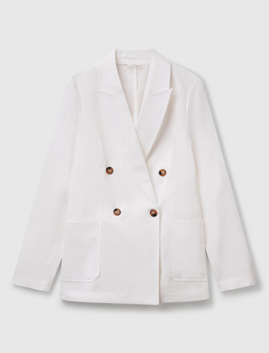 Kadın Beyaz %100 Keten Ceket Kadın Beyaz %100 Keten Ceket