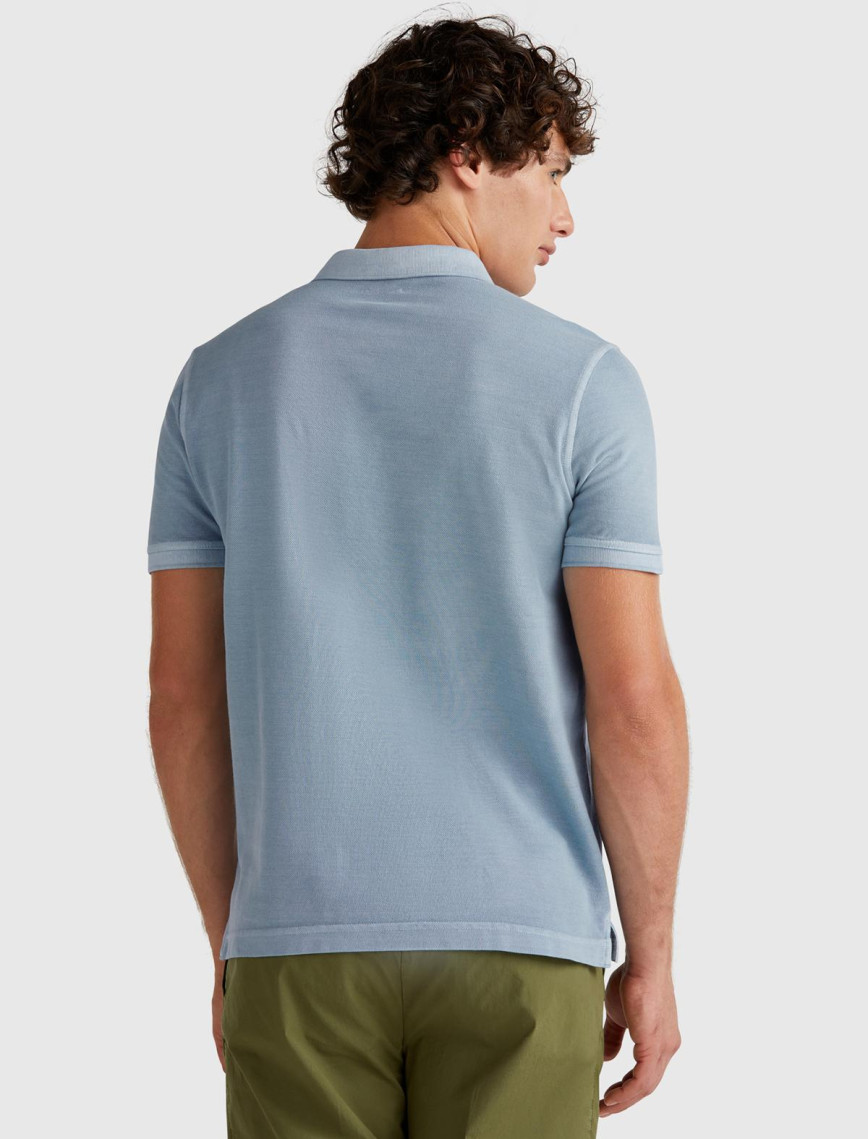 Erkek Açık Mavi %100 Organik Koton Regular Fit Polo T-Shirt