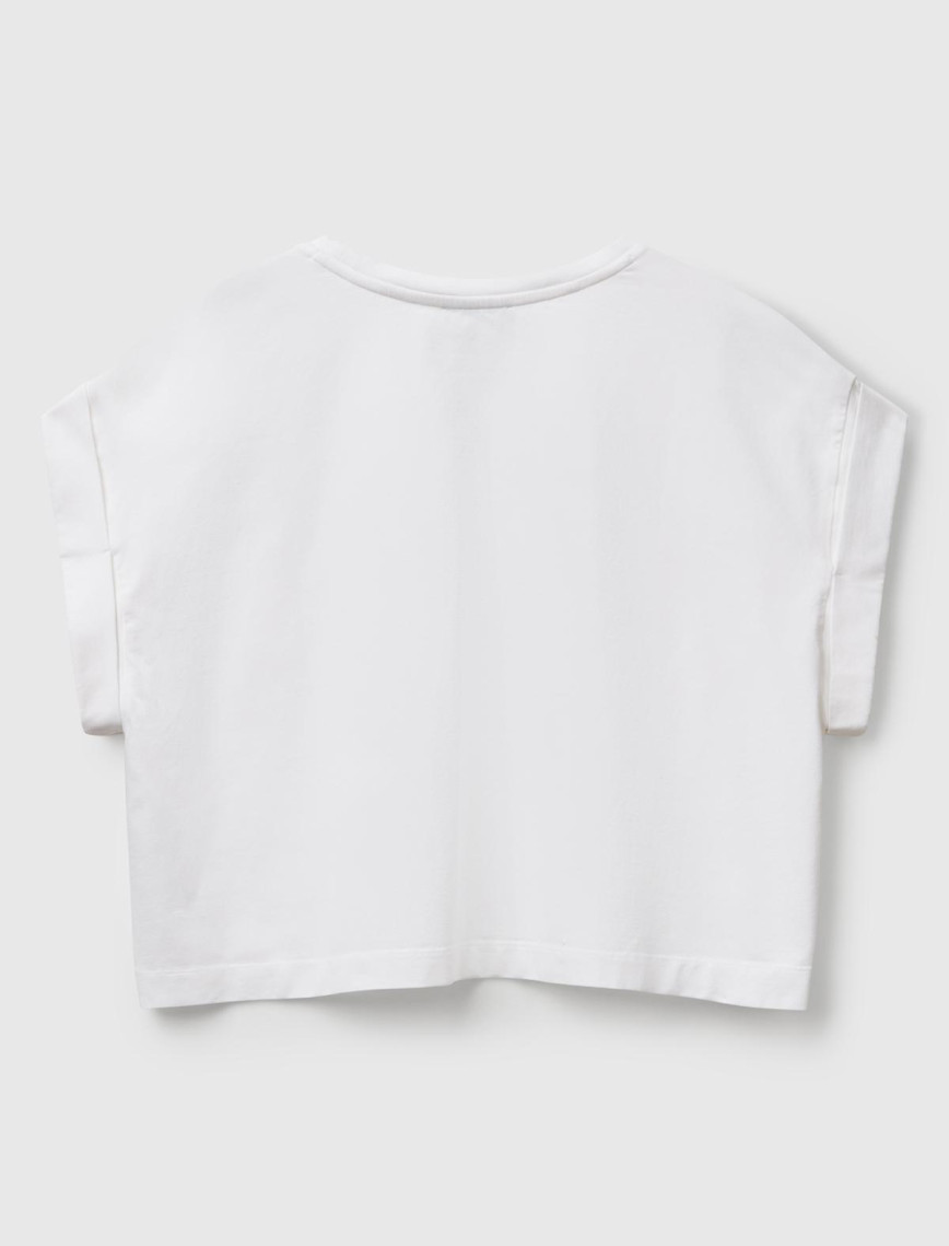 Kadın Beyaz Dantel Detaylı Kısa Kol Esnek T-Shirt